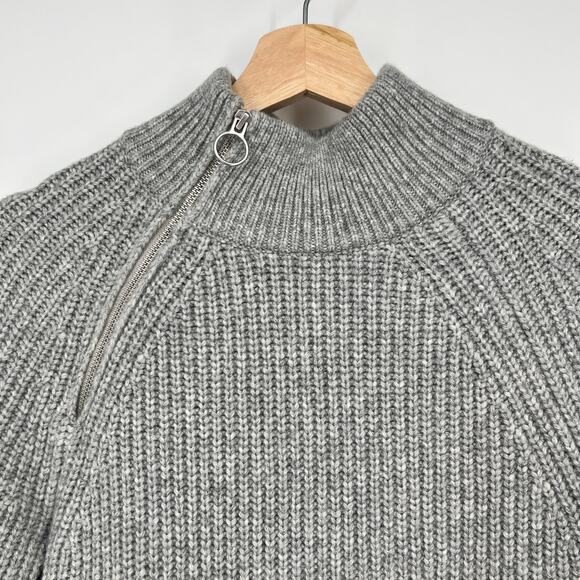 Banana Republic Chunky Turtleneck Zip Merino Wool Alpaca Women Small Gray Mock - Picture 2 of 10
